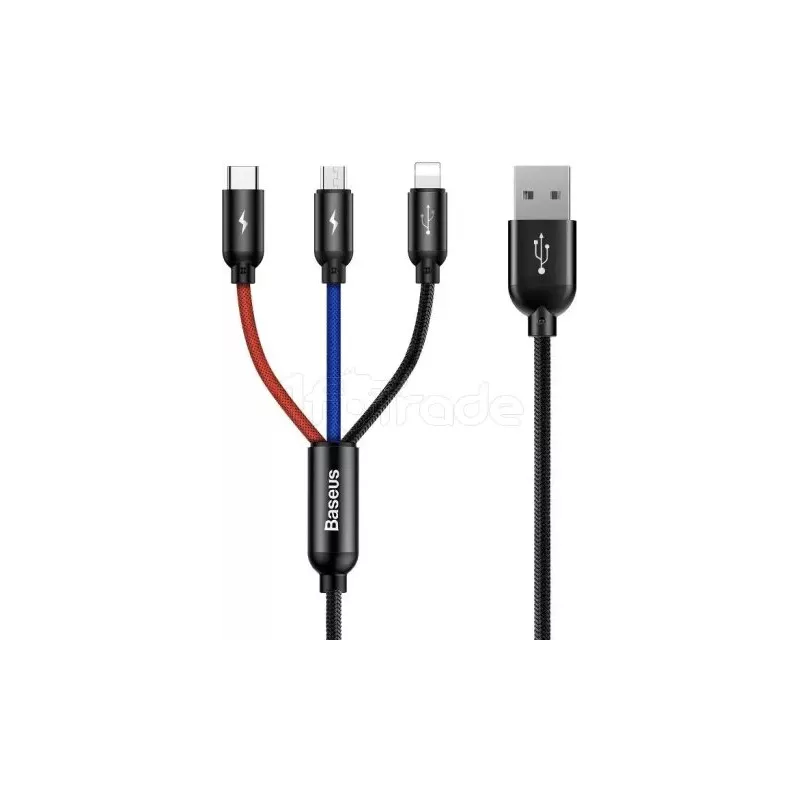 Cable 3en1BaseusRapid USB 2.0 type A vers Micro USB… | MonPC.Store
