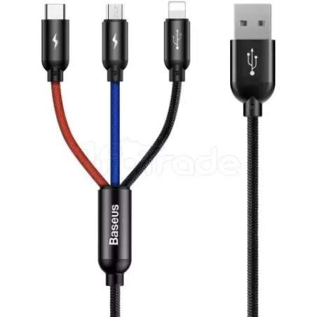 Cable 3en1BaseusRapid USB 2.0 type A vers Micro USB… | MonPC.Store