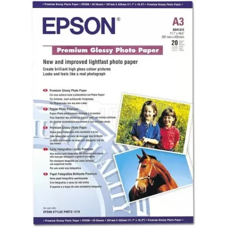 Papier PhotoEpsonPremium Glacé 255g/m² - 20 feuilles A3 | MonPC.Store