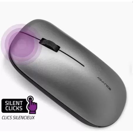 Souris sans filAdvanceSlimFit (Gris) | MonPC.Store