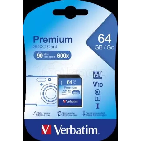 Carte mémoire SDVerbatimU1 Premium- 64Go | MonPC.Store