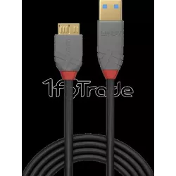 CableLindyAnthra Line USB 3.2 vers Micro B M/M 1m (Gris) | MonPC.Store