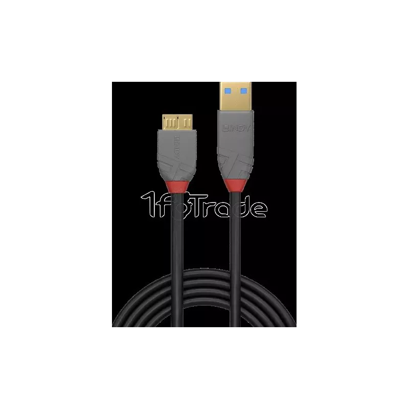 CableLindyAnthra Line USB 3.2 vers Micro B M/M 1m (Gris) | MonPC.Store