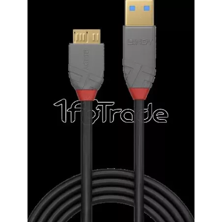 CableLindyAnthra Line USB 3.2 vers Micro B M/M 1m (Gris) | MonPC.Store