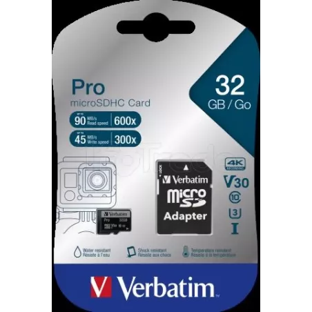 Carte mémoire Micro SDVerbatimPro U3- 32Go avec… | MonPC.Store