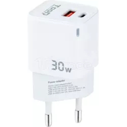 Chargeur Secteur Tooq TQWC-GANQCPD30WT 1x USB-A + 1x… | MonPC.Store