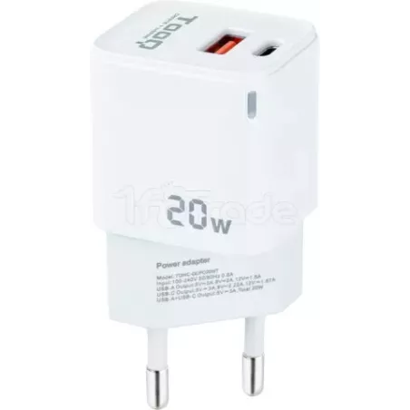 Chargeur secteur TooQ 1x port USB-A + 1x port USB-C… | MonPC.Store