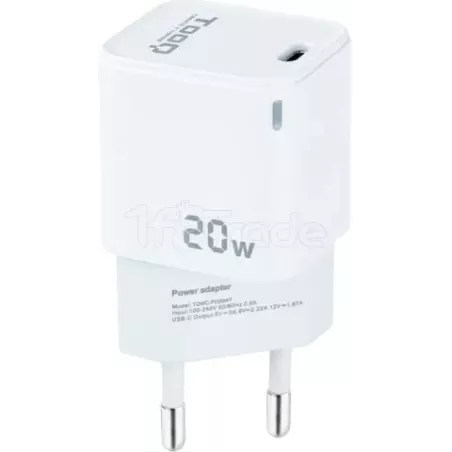 Chargeur secteur TooQ 1 port USB-C 20W (Blanc) | MonPC.Store