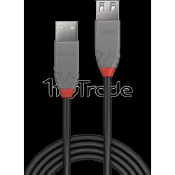 Rallonge USB 2.0LindyAnthra Line - 2m M/F (Gris) | MonPC.Store