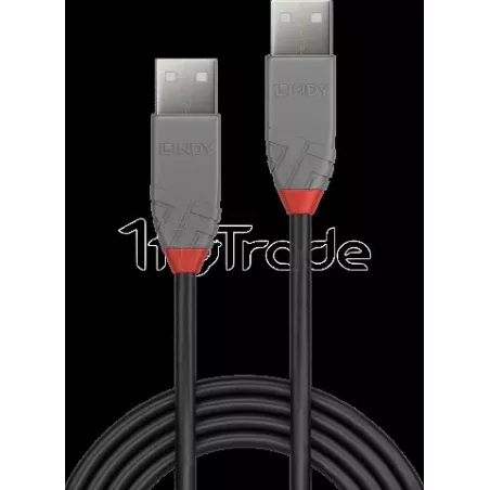 CableLindyAnthra Line USB 2.0 A M/M 1m (Gris) | MonPC.Store