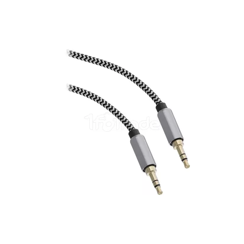 Cable audio Jack 3,5mmT'nBM/M 1m (Noir/Gris) | MonPC.Store