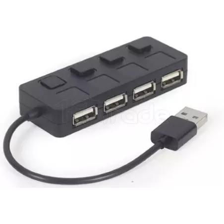 Hub USB 2.0Gembird- 4 ports avec interrupteurs (Noir) | MonPC.Store