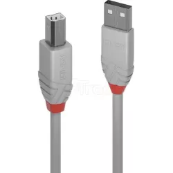 CableLindyAnthra Line USB-A/B 2.0 1m M/M (Gris/Rouge) | MonPC.Store