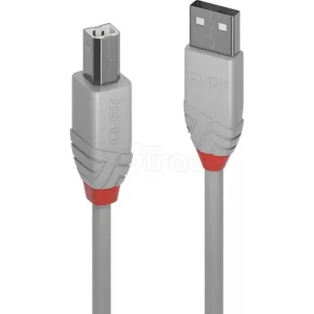 CableLindyAnthra Line USB-A/B 2.0 1m M/M (Gris/Rouge) | MonPC.Store