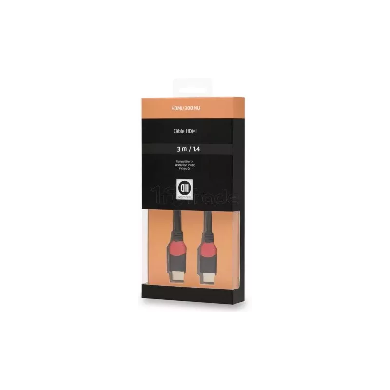 Cable HDMI 1.4D2 Diffusion3m M/M (Noir/Rouge) | MonPC.Store