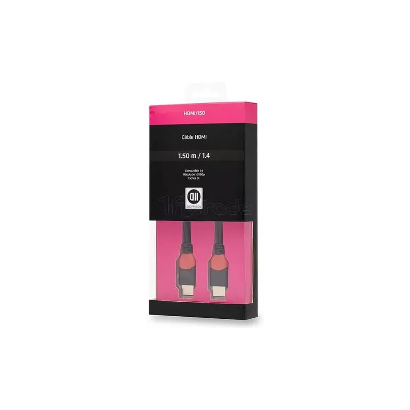 Cable HDMI 1.4D2 Diffusion1,5m M/M (Noir/Rouge) | MonPC.Store