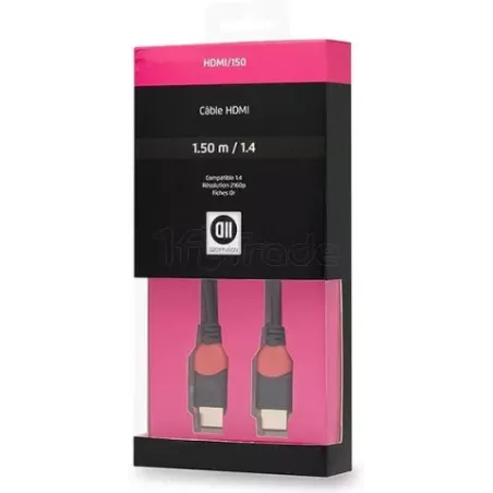 Cable HDMI 1.4D2 Diffusion1,5m M/M (Noir/Rouge) | MonPC.Store