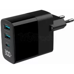 Chargeur secteurGembird- 1x USB-C + 2x USB-A 30W (Noir) | MonPC.Store