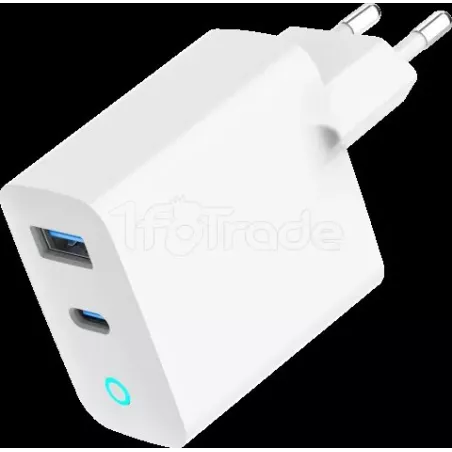 Chargeur secteurGembird- 1x USB-C + 1x USB-A 30W (Blanc) | MonPC.Store