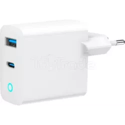 Chargeur secteurGembird- 1x USB-C + 1x USB-A 65W (Blanc) | MonPC.Store
