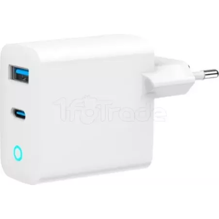 Chargeur secteurGembird- 1x USB-C + 1x USB-A 65W (Blanc) | MonPC.Store