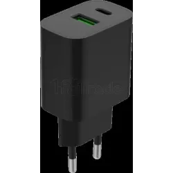 Chargeur secteurGembird- 1x USB-C + 1x USB-A 20W (Noir) | MonPC.Store