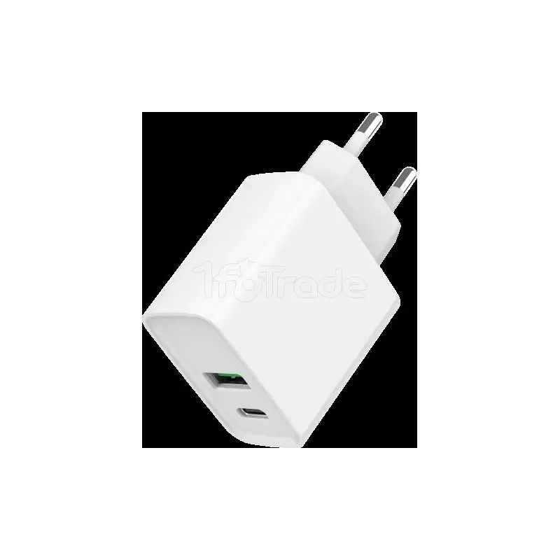 Chargeur secteurGembird- 1x USB-C + 1x USB-A 20W (Blanc) | MonPC.Store