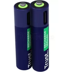 Pack de 2 piles rechargeables par USB-CTrusttype AAA… | MonPC.Store