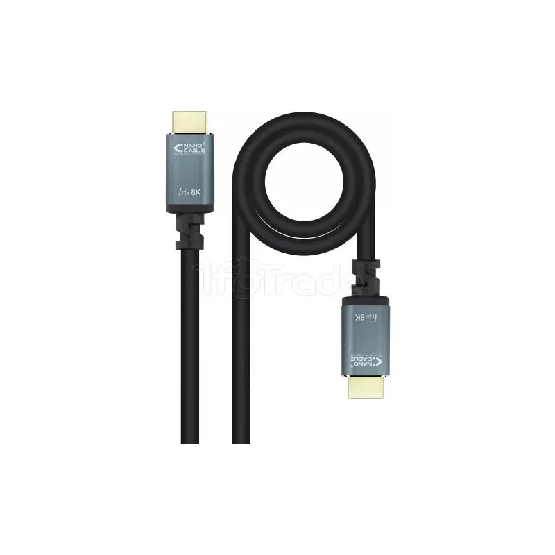 CâbleNanocableIris 8K HDMI 2.1 M/M 5m (Noir/Gris) | MonPC.Store