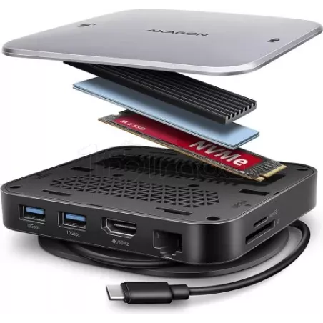 Station d'accueil USB-C 3.2AxagonHMC-Ufo (Noir) | MonPC.Store