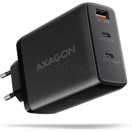 Chargeur secteurAxagon2x USB-C + 1x USB-A 100W (Noir) | MonPC.Store