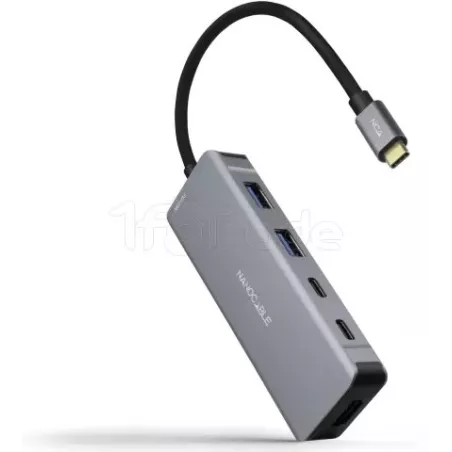 Hub USB-C 3.2Nanocablevers HDMI, USB Type A/C (Gris) | MonPC.Store