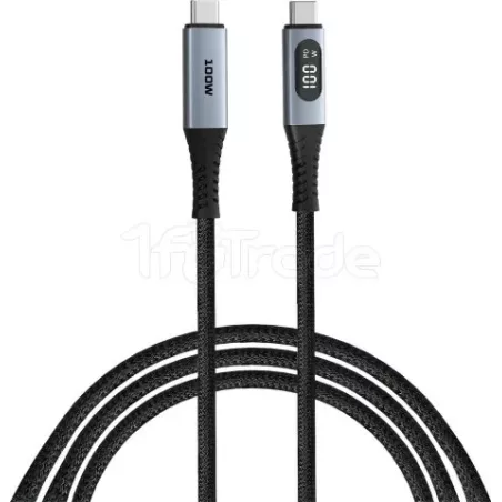 CâbleVerbatimUSB-C avec écran 1,2m M/M 100W (Gris/Noir) | MonPC.Store