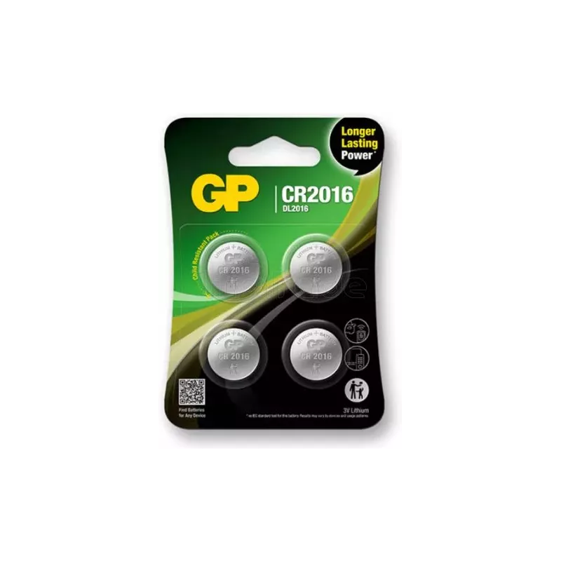 Lot de 4 piles platesGP BatteriesCR 2016 | MonPC.Store