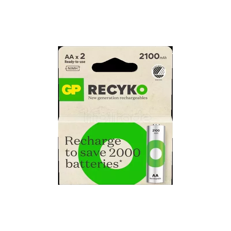 Lot de 2 piles rechargeablesGP BatteriesRecykotype AA… | MonPC.Store