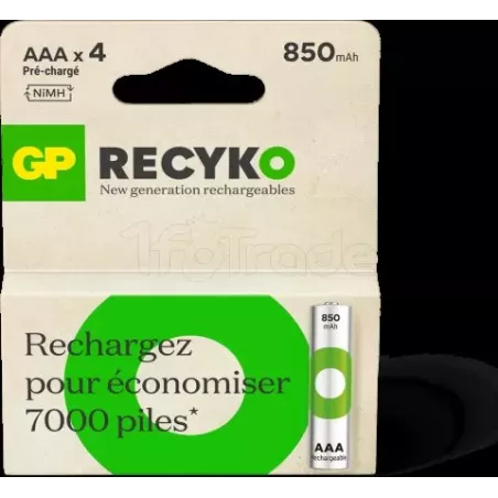 Lot de 4 piles rechargeablesGP BatteriesRecykotype AAA… | MonPC.Store