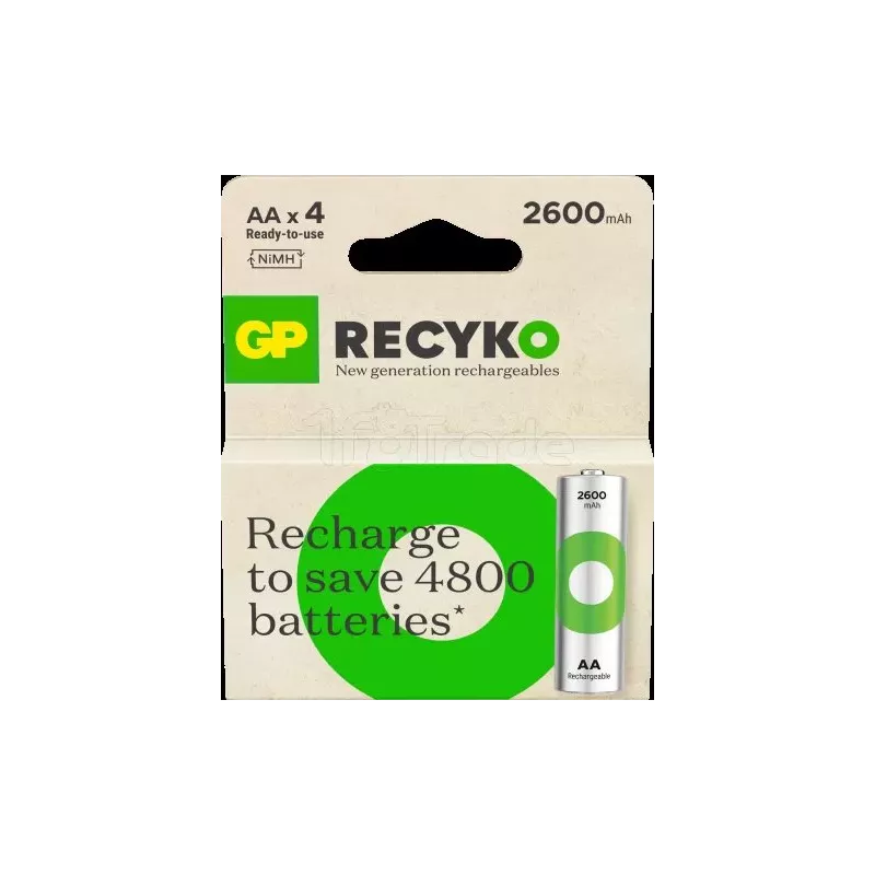 Lot de 4 piles rechargeablesGP BatteriesRecykotype AA… | MonPC.Store