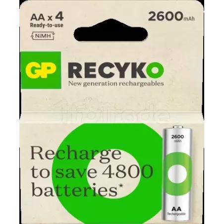 Lot de 4 piles rechargeablesGP BatteriesRecykotype AA… | MonPC.Store