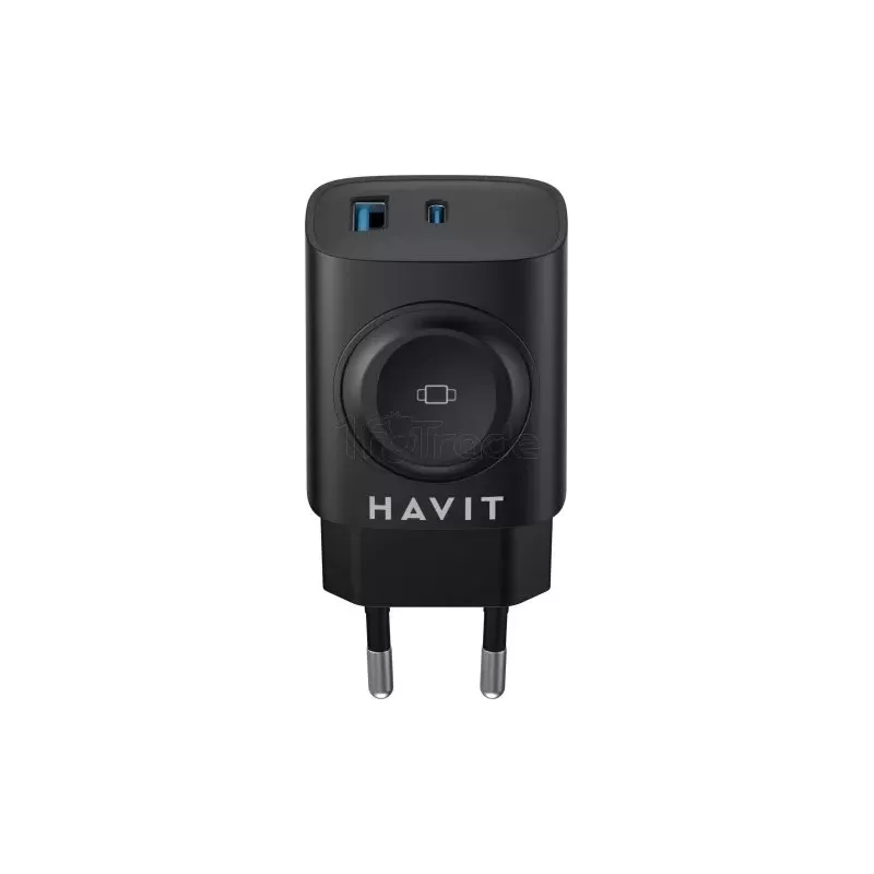 Chargeur secteurHavitUC132 - 1x USB-C + 1x USB-A (Noir) | MonPC.Store