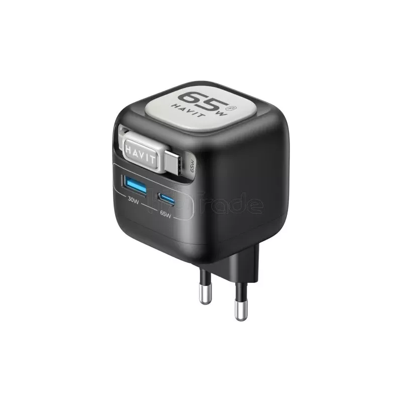 Chargeur secteurHavitUC253- 1x USB-A + 1x USB-C 65W… | MonPC.Store