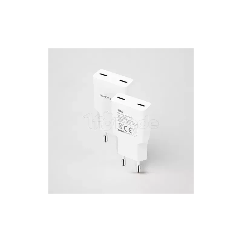 Chargeur secteurNanocable2x USB-C 20W (Blanc) | MonPC.Store