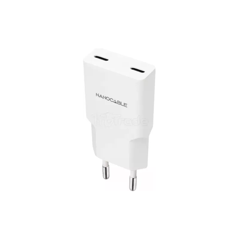 Chargeur secteurNanocable2x USB-C 25W (Blanc) | MonPC.Store
