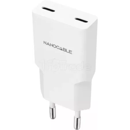 Chargeur secteurNanocable2x USB-C 25W (Blanc) | MonPC.Store