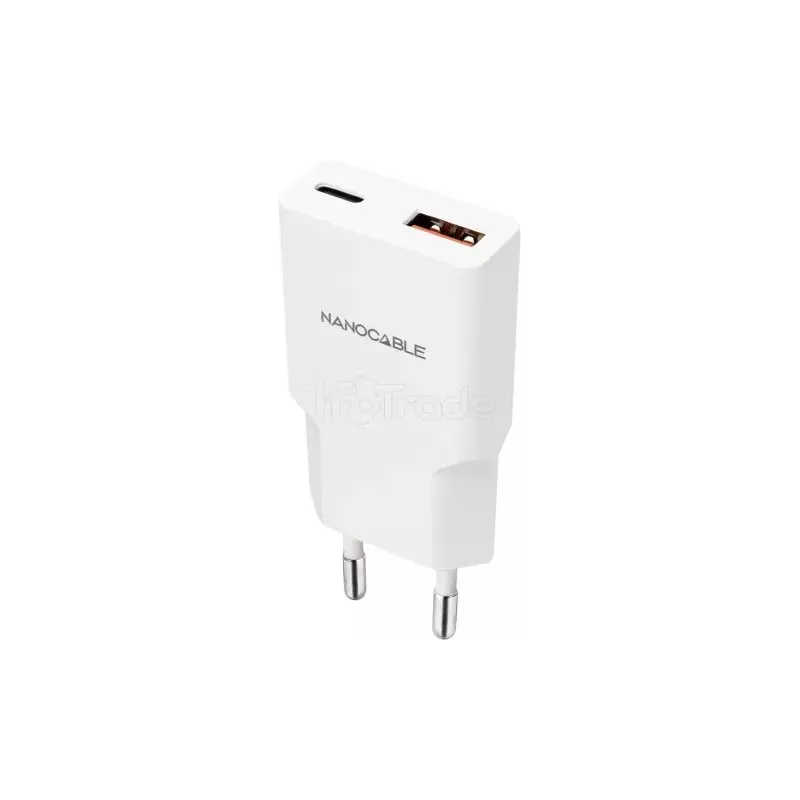 Chargeur secteurNanocable1x USB-C + USB-A 30W (Blanc) | MonPC.Store