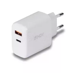 Chargeur secteurLindy1xUSB A & 1x USB C 30W (Noir) | MonPC.Store