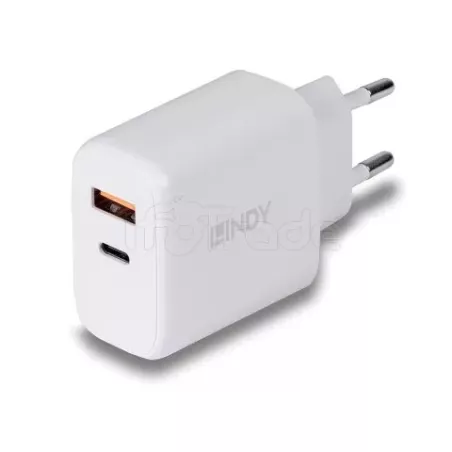 Chargeur secteurLindy1xUSB A & 1x USB C 30W (Noir) | MonPC.Store