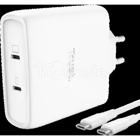 Chargeur secteurTrustMaxo 2x port USB-C - 100W (Blanc) | MonPC.Store