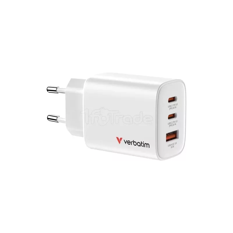 Chargeur secteurVerbatimEssentials GaN2x USB-C + 1x… | MonPC.Store