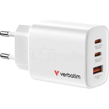 Chargeur secteurVerbatimEssentials GaN2x USB-C + 1x… | MonPC.Store