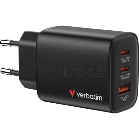 Chargeur secteurVerbatimEssentials GaN2x USB-C + 1x… | MonPC.Store